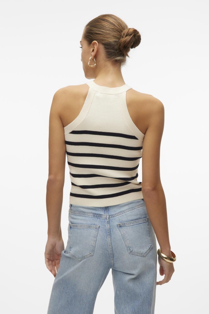 VMSABA RIB SL O-NECK TOP GA NOOS 10306826 BIRCH/W BLACK